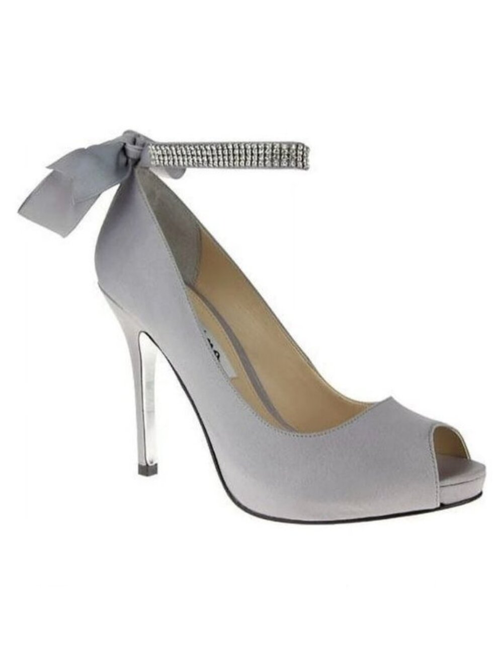Nina Women’s Karen RhinestoneRibbon Ankle-Strap Pumps Shoes Size 8 Royal Silver